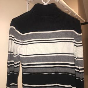 knitted striped turtleneck
